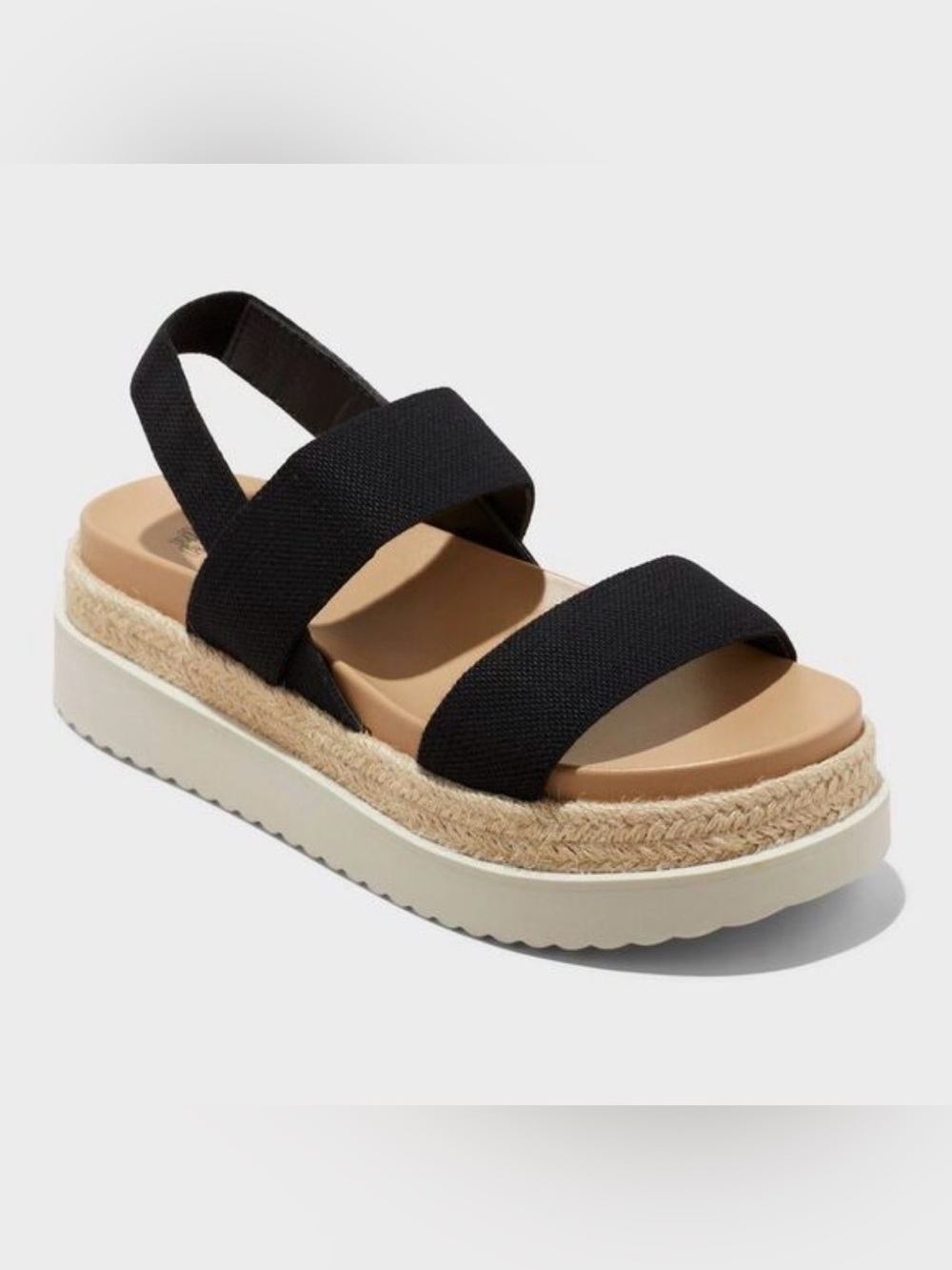 Black Strappy Comfort Platform Sandals